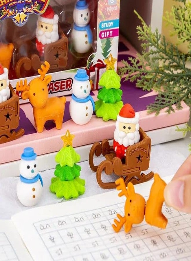 TERA13 Merry Christmas Erasers (3 Set) Smudge-Free Cute Pencil Erasers, Cute Eraser with Santa, Snowman & Tree Stationery Gift for Kids, Holiday School Supplies, Party Favors - Image 5
